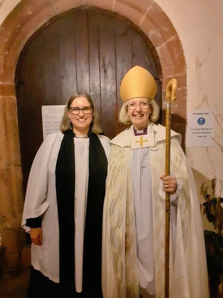 Our new vicar Revd Janet May with Bishop of Crediton Jackie Searle